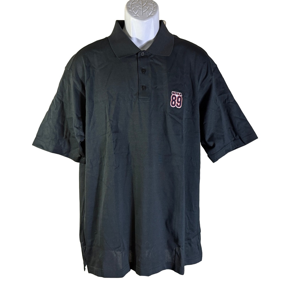 Red Jacket Polo Shirt Mens Large Black Chicago Bears Mike Ditka 89‎